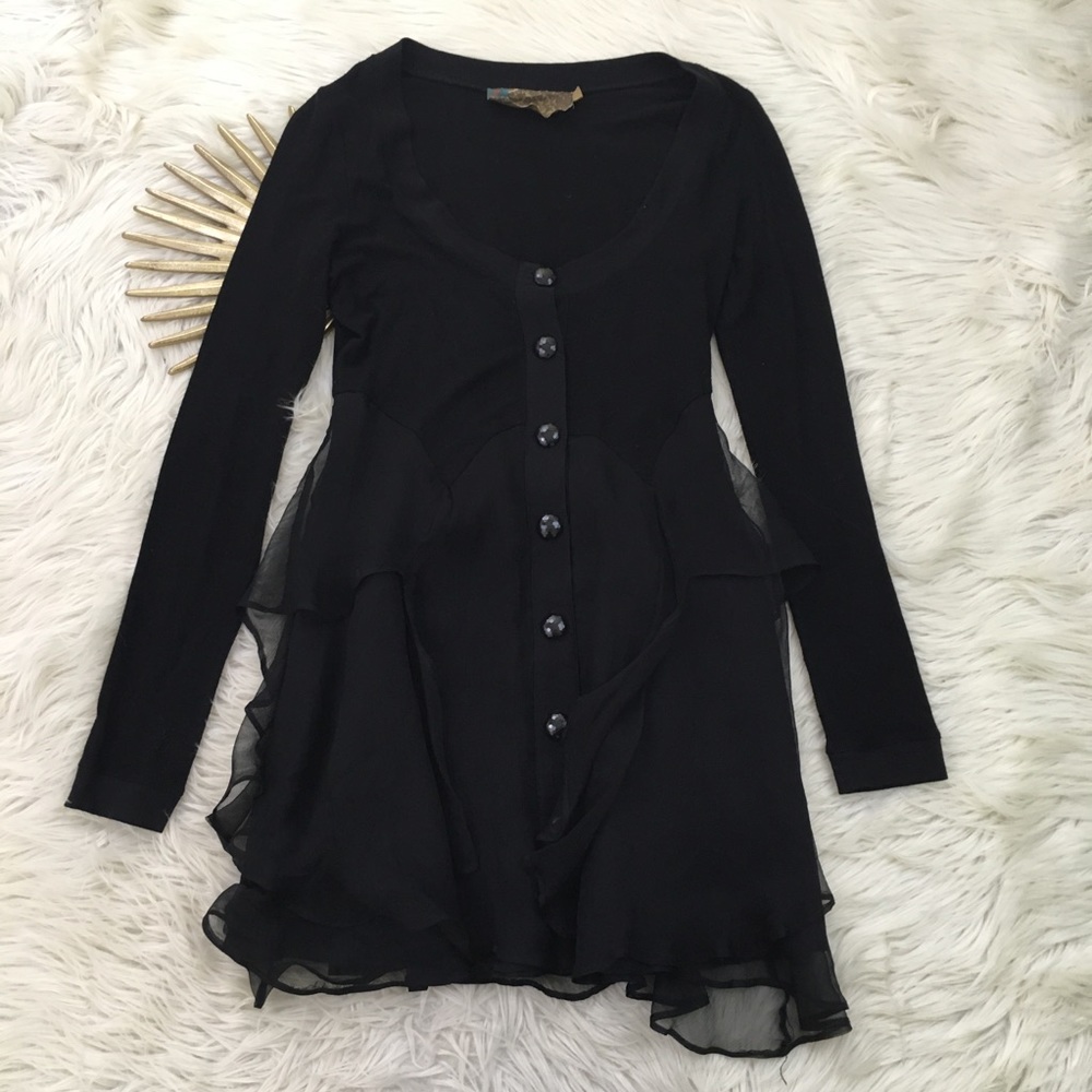 🖤SOLD🖤Twelve By Twelve Silk Ruffles Cardigan - Picture 1 of 8